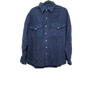 Great Northwest Men's L Fleeces Navy Blue Button-Up Long Sleeve Shirt Front Pock